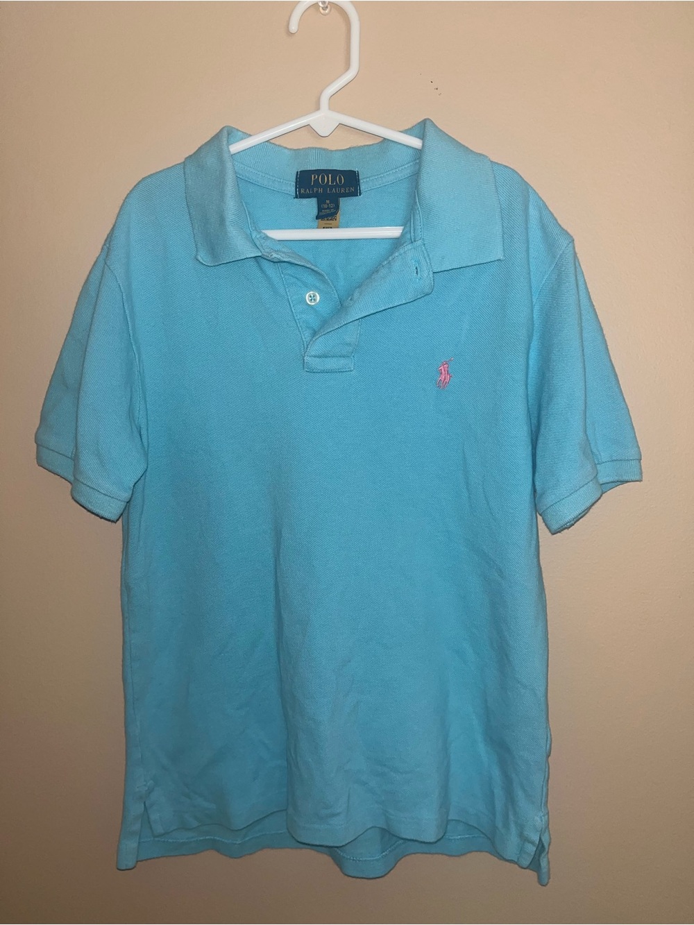 Polo by Ralph Lauren Aqua Blue Short-Sleeve Polo with Pink Pony